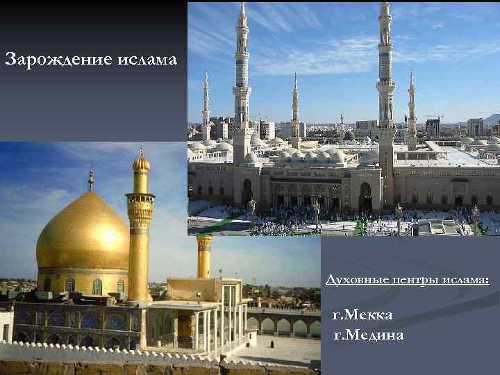 Зарождение ислама Духовные центры ислама: г. Мекка г. Медина 
