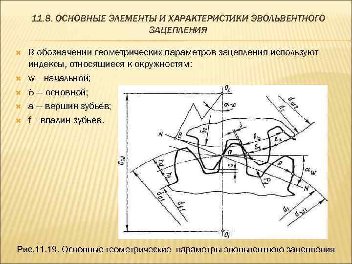 Основные параметры зацепления