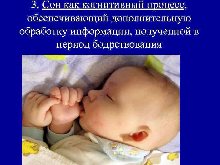 3. Сон как когнитивный процесс, обеспечивающий дополнительную обработку информации, полученной в период бодрствования 