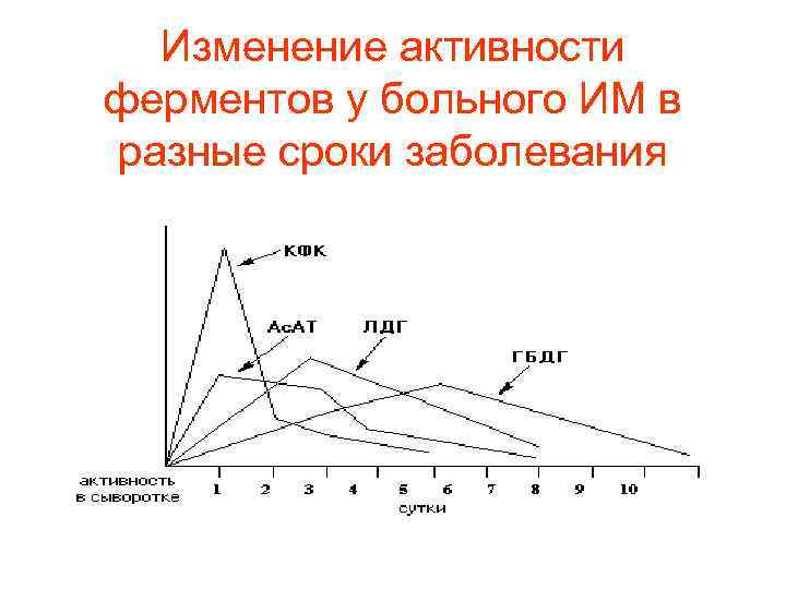 Изменение активности ферментов у больного ИМ в разные сроки заболевания 