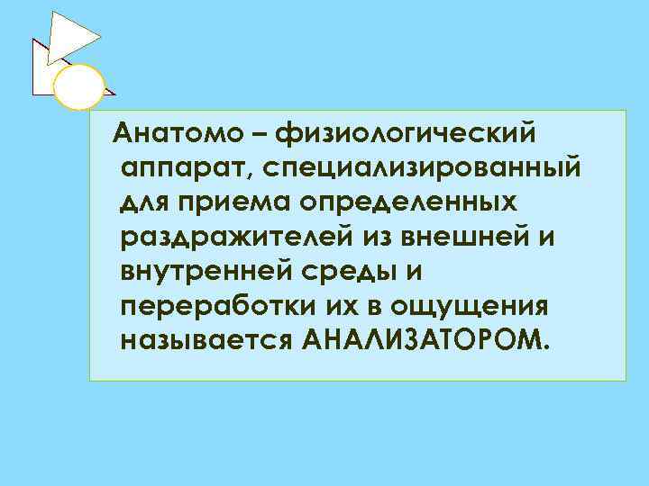 Анатомо – физиологический аппарат, специализированный для приема определенных раздражителей из внешней и внутренней среды
