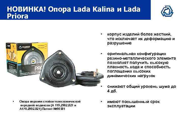 НОВИНКА! Опора Lada Kalina и Lada Priora • • Опора верхняя стойки телескопической передней