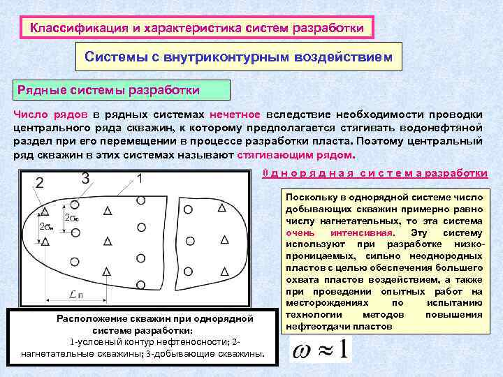 Классификация и характеристика систем разработки Системы с внутриконтурным воздействием Рядные системы разработки Число рядов