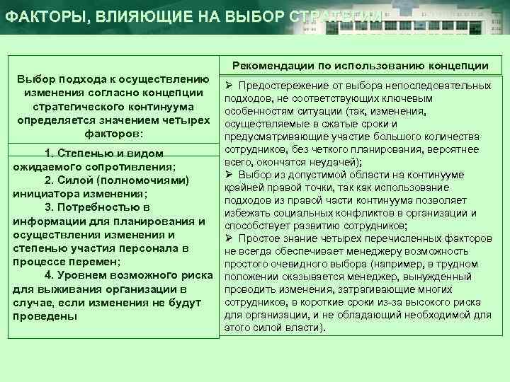 Выбор концепции. Факторы, влияющие на выбор концепции. 1.2 Факторы, влияющие на выбор формы планирования. Какие факторы обуславливают изменения в подходах к управлению. Социальный подход к избирательной стратегии.