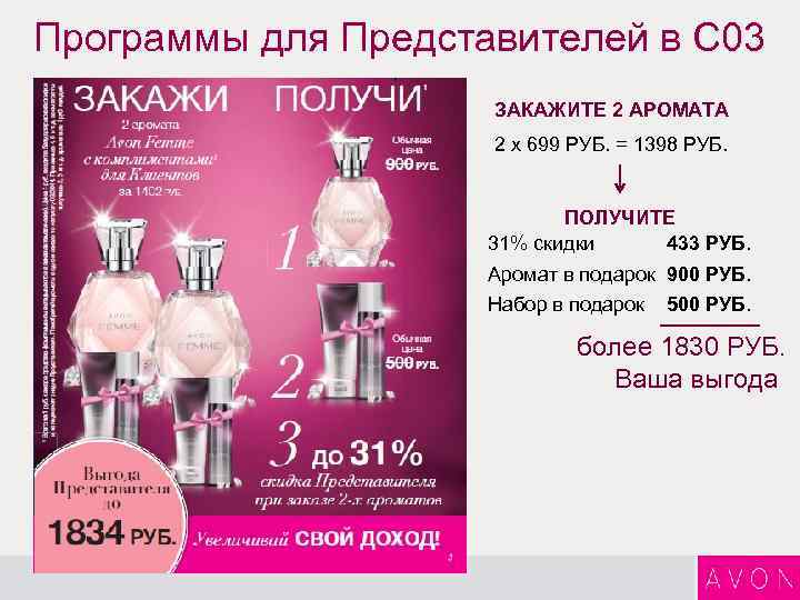 Программы для Представителей в С 03 ЗАКАЖИТЕ 2 АРОМАТА 2 х 699 РУБ. =
