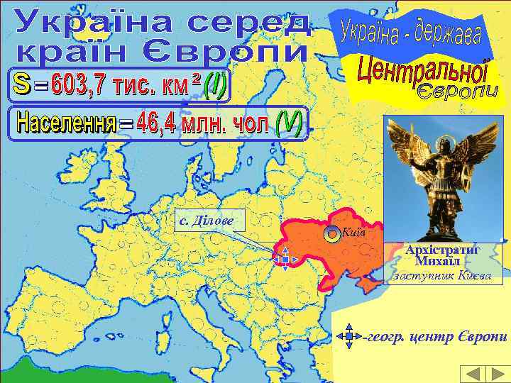 с. Ділове Київ Архістратиг Михаїл – заступник Києва -геогр. центр Європи 