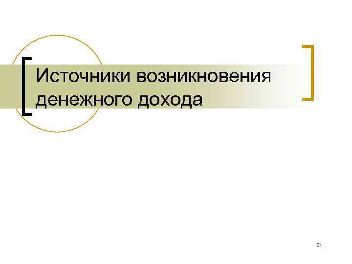 Источники возникновения денежного дохода 31 