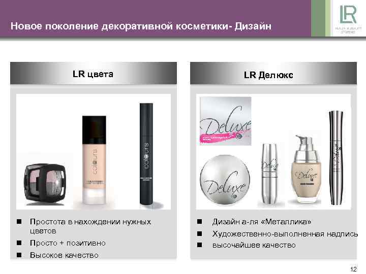 Новое поколение декоративной косметики- Дизайн LR цвета Простота в нахождении нужных цветов n Просто