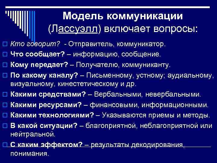 Схема коммуникации лассуэлла