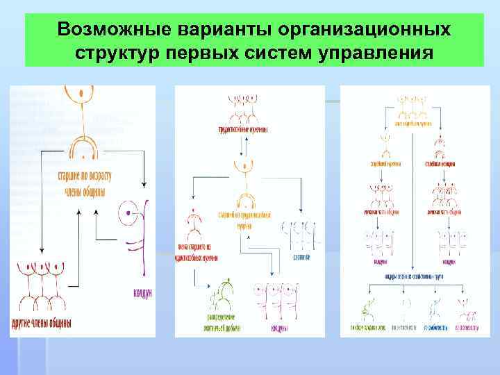 Возможные варианты организационных структур первых систем управления 