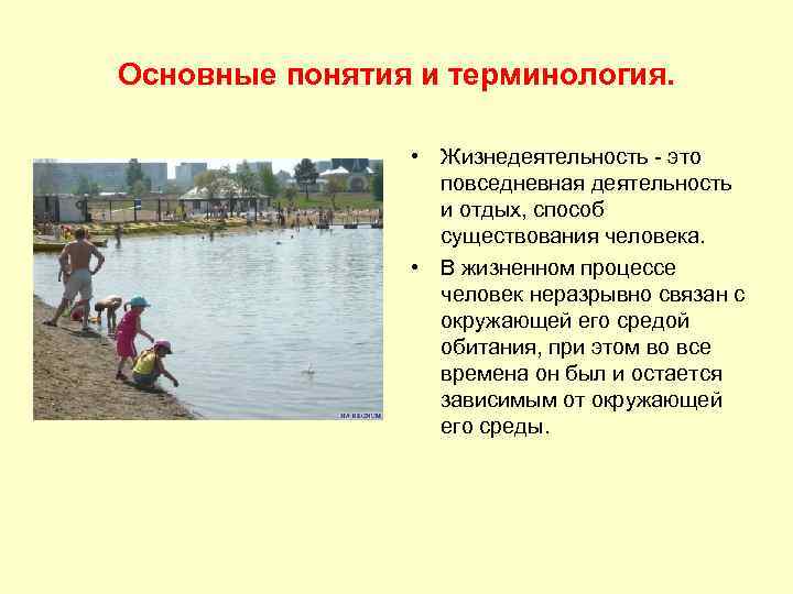 Основные понятия и терминология. • Жизнедеятельность - это повседневная деятельность и отдых, способ существования