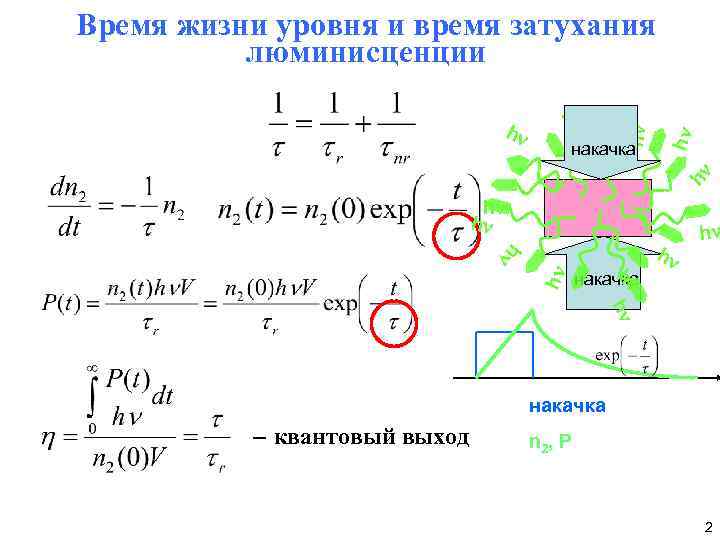 hn накачка hn hn Время жизни уровня и время затухания люминисценции hn hn hn