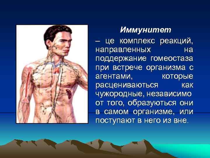 Иммунитет – це комплекс реакций, направленных на поддержание гомеостаза при встрече организма с агентами,