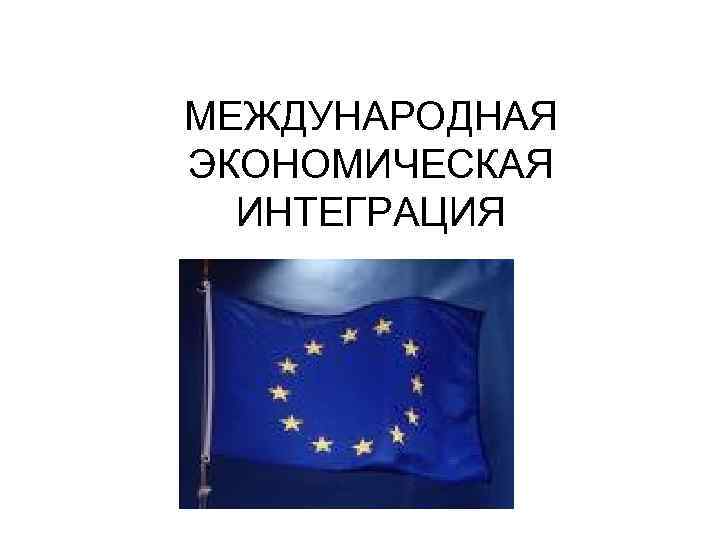 МЕЖДУНАРОДНАЯ ЭКОНОМИЧЕСКАЯ ИНТЕГРАЦИЯ 