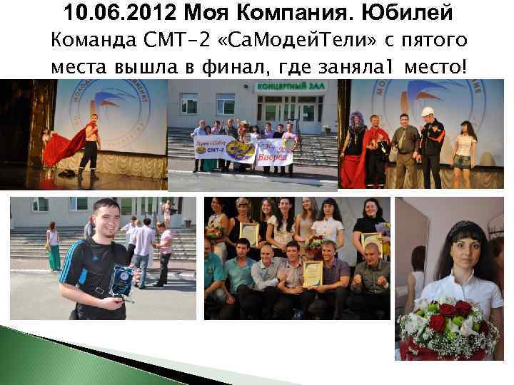 10. 06. 2012 Моя Компания. Юбилей Команда СМТ-2 «Са. Модей. Тели» с пятого места