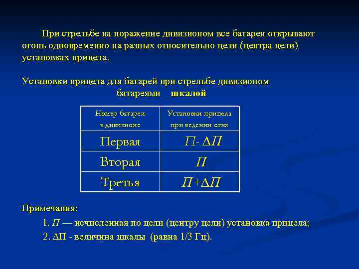 При стрельбе на поражение дивизионом все батареи открывают огонь одновременно на разных относительно цели