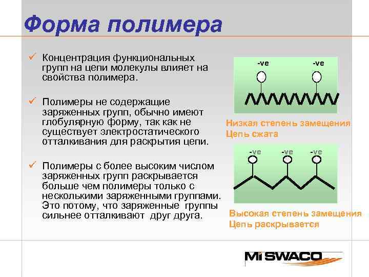 Форма полимера ü Концентрация функциональных групп на цепи молекулы влияет на свойства полимера. ü