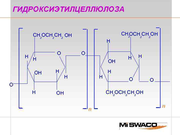 ГИДРОКСИЭТИЛЦЕЛЛЮЛОЗА CH 2 OCH 2 OH H H OH O OH H O H