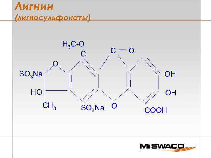 Лигнин (лигносульфонаты) Н 3 C-О C C O O SO 3 Na OH HO