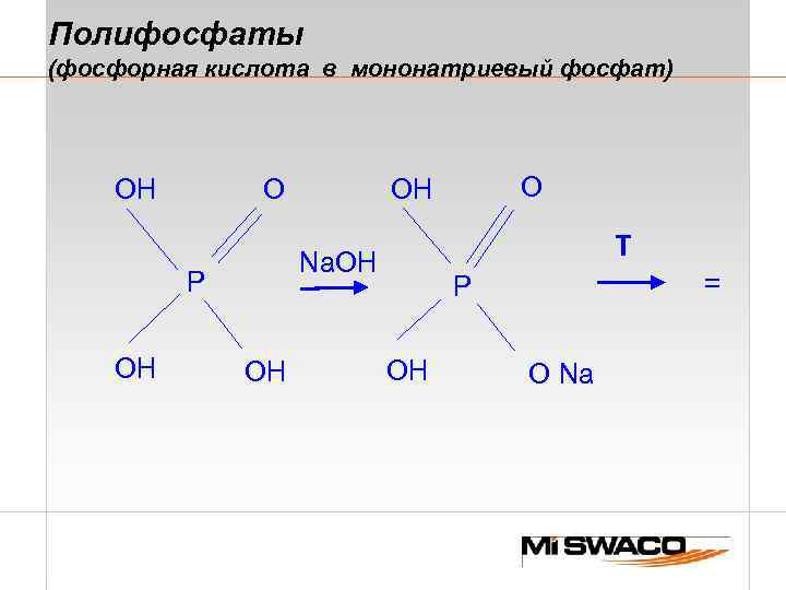 Полифосфаты (фосфорная кислота в мононатриевый фосфат) OH O OH T Na. OH P OH