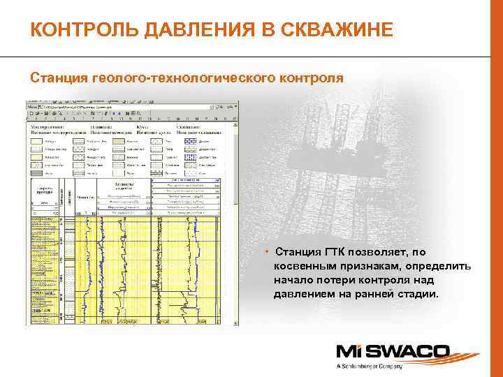 КОНТРОЛЬ ДАВЛЕНИЯ В СКВАЖИНЕ Станция геолого-технологического контроля • Станция ГТК позволяет, по косвенным признакам,