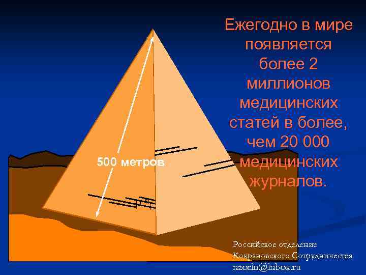 500 метров Ежегодно в мире появляется более 2 миллионов медицинских статей в более, чем