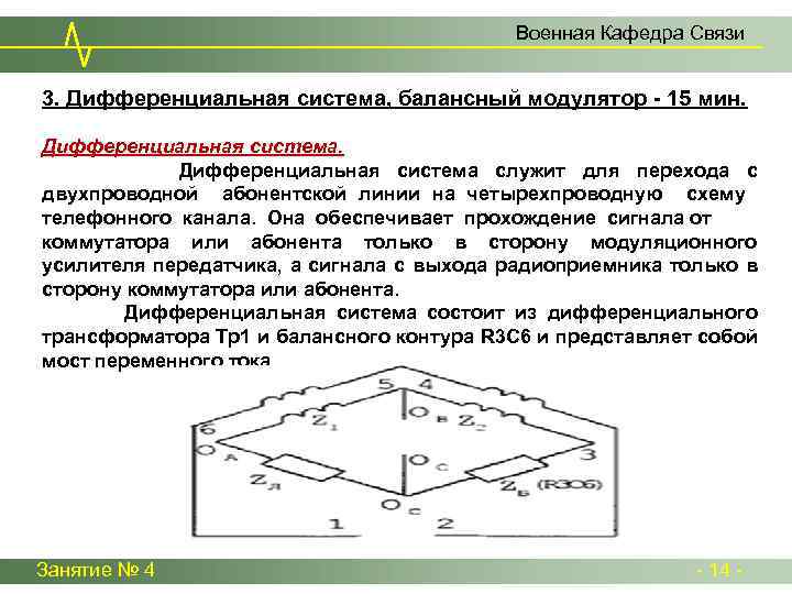 Военная Кафедра Связи 3. Дифференциальная система, балансный модулятор - 15 мин. Дифференциальная система служит