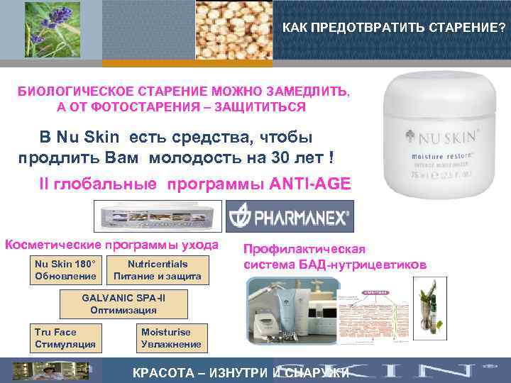 КАК ПРЕДОТВРАТИТЬ СТАРЕНИЕ? БИОЛОГИЧЕСКОЕ СТАРЕНИЕ МОЖНО ЗАМЕДЛИТЬ, А ОТ ФОТОСТАРЕНИЯ – ЗАЩИТИТЬСЯ В Nu