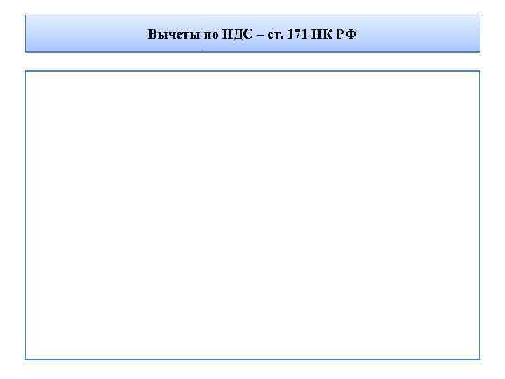 Вычеты по НДС – ст. 171 НК РФ 