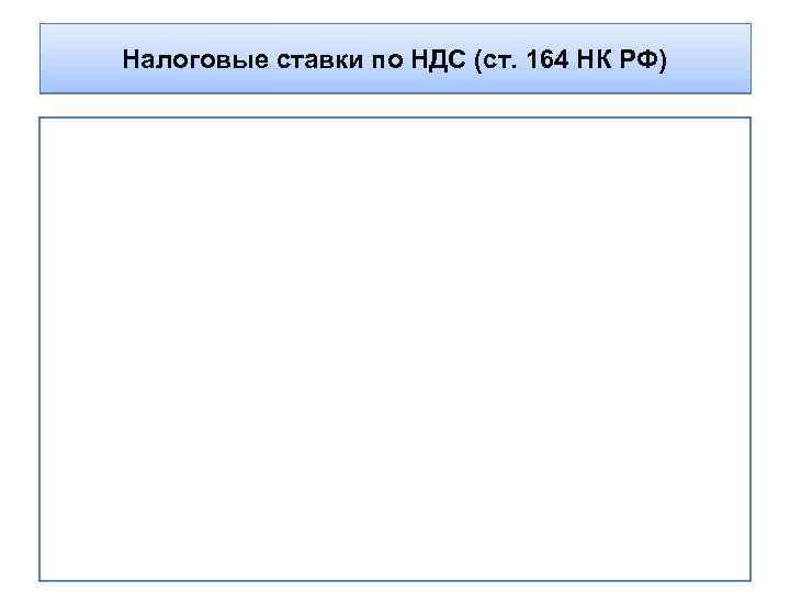 Налоговые ставки по НДС (ст. 164 НК РФ) 
