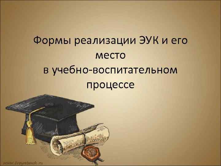 Формы реализации ЭУК и его место в учебно-воспитательном процессе 