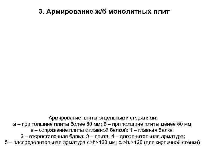 3. Армирование ж/б монолитных плит Армирование плиты отдельными стержнями: а – при толщине плиты