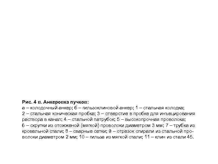 Рис. 4 в. Анкеровка пучков: а – колодочный анкер; б – гильзоклиновой анкер; 1