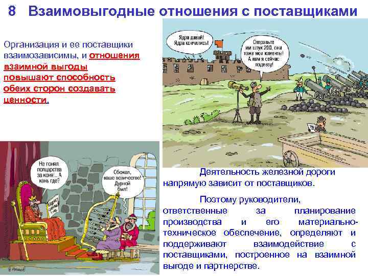 8 Взаимовыгодные отношения с поставщиками Организация и ее поставщики взаимозависимы, и отношения взаимной выгоды