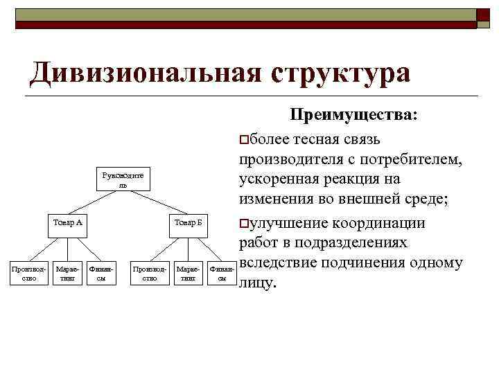 Дивизиональная структура управления достоинства и недостатки