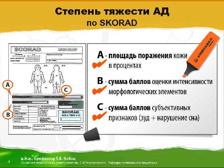 Степень тяжести АД по SKORAD 