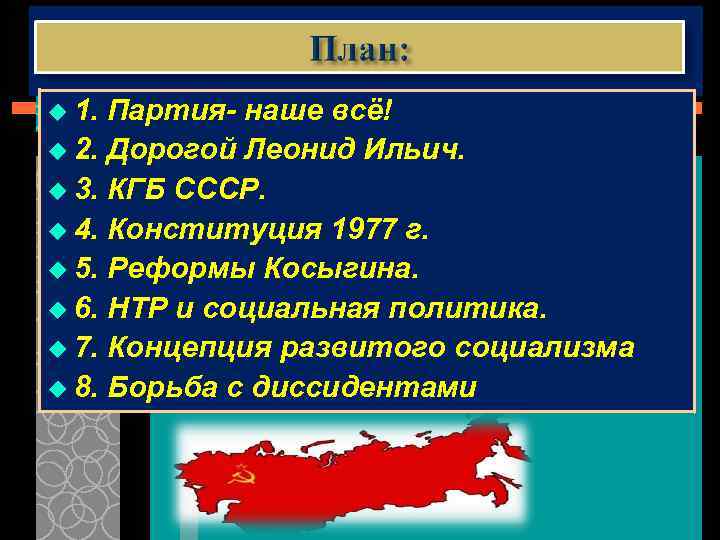u 1. Партия- наше всё! u 2. Дорогой Леонид Ильич. u 3. КГБ СССР.