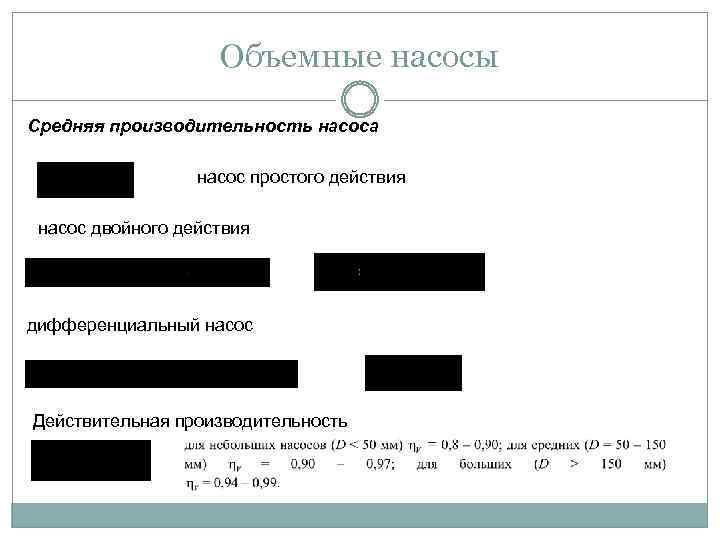 Объемные насосы Средняя производительность насоса насос простого действия насос двойного действия дифференциальный насос Действительная