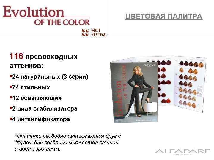 ЦВЕТОВАЯ ПАЛИТРА 116 превосходных оттенков: § 24 натуральных (3 серии) § 74 стильных §