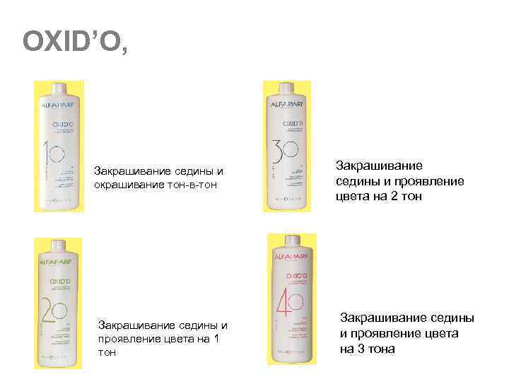 OXID’O, Закрашивание седины и окрашивание тон-в-тон Закрашивание седины и проявление цвета на 1 тон