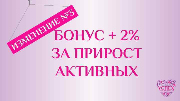 3 № Е НИ Е И ЕН ЗМ БОНУС + 2% ЗА ПРИРОСТ АКТИВНЫХ