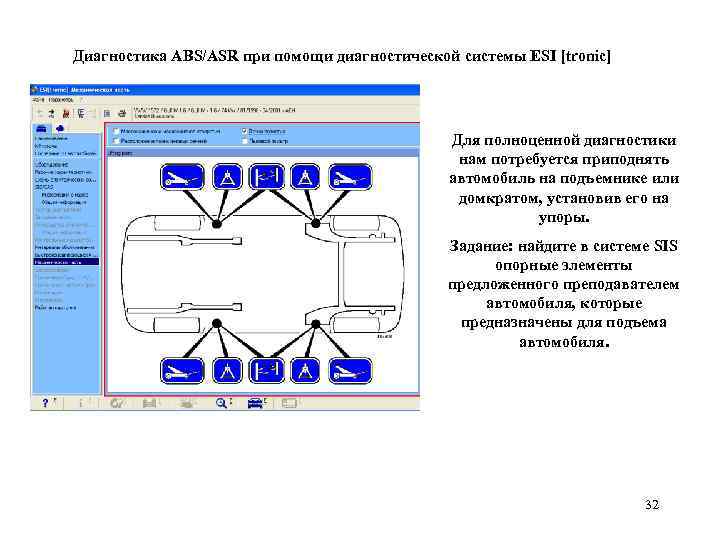 Диагностика ABS/ASR при помощи диагностической системы ESI [tronic] Для полноценной диагностики нам потребуется приподнять