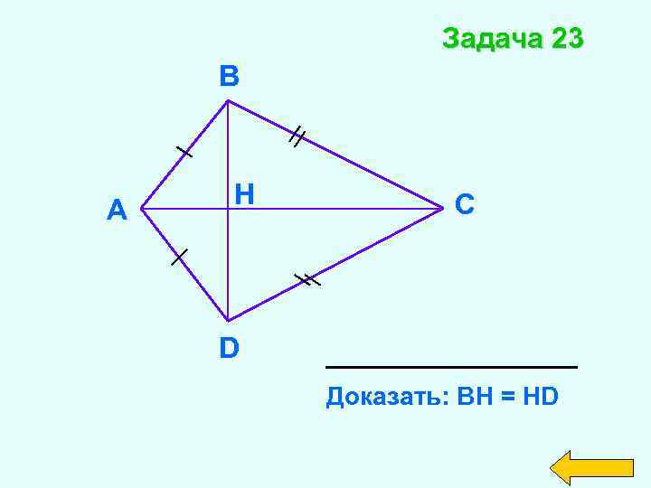 Задача 23 В А Н C D Доказать: ВН = НD 