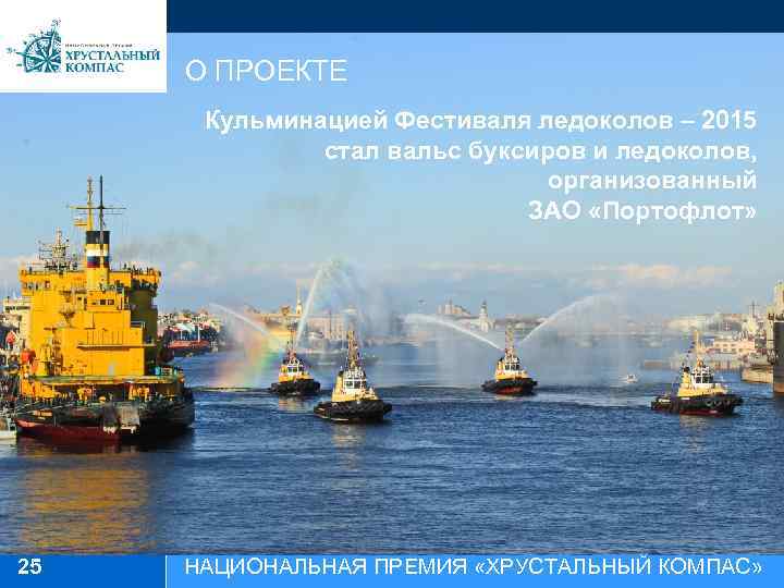 О ПРОЕКТЕ Кульминацией Фестиваля ледоколов – 2015 стал вальс буксиров и ледоколов, организованный ЗАО