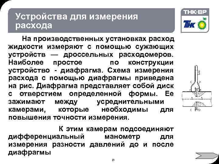 02. 2018 © THK-BP presentation name Устройства для измерения расхода На производственных установках расход