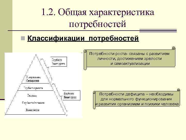 Основная характеристика потребностей человека