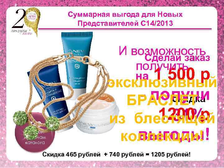 Суммарная выгода для Новых Представителей С 14/2013 И возможность Сделай заказ получить 1 500