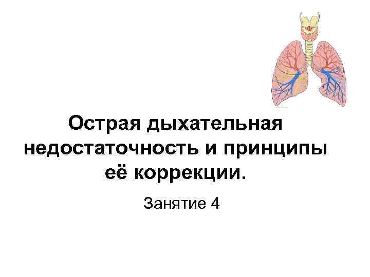 Острая дыхательная недостаточность и принципы её коррекции. Занятие 4 