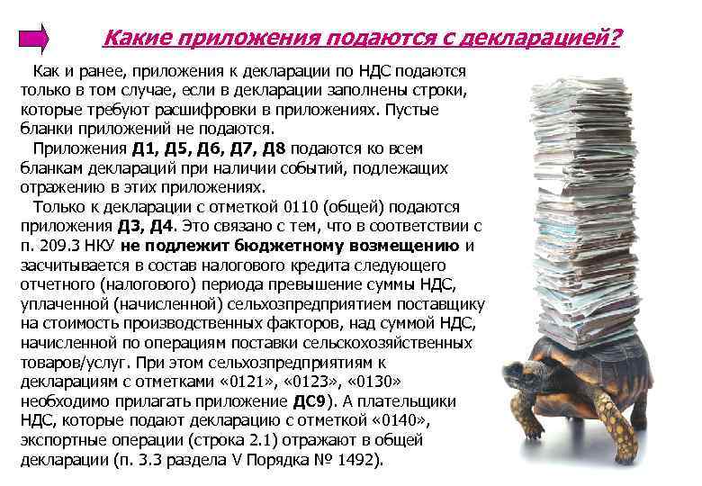 Какие приложения подаются с декларацией? Как и ранее, приложения к декларации по НДС подаются
