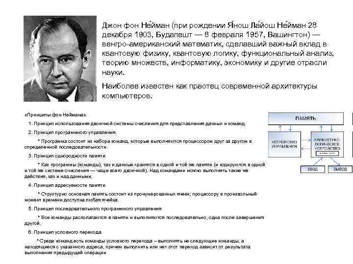 Джон фон Не йман (при рождении Я нош Ла йош Не йман 28 декабря